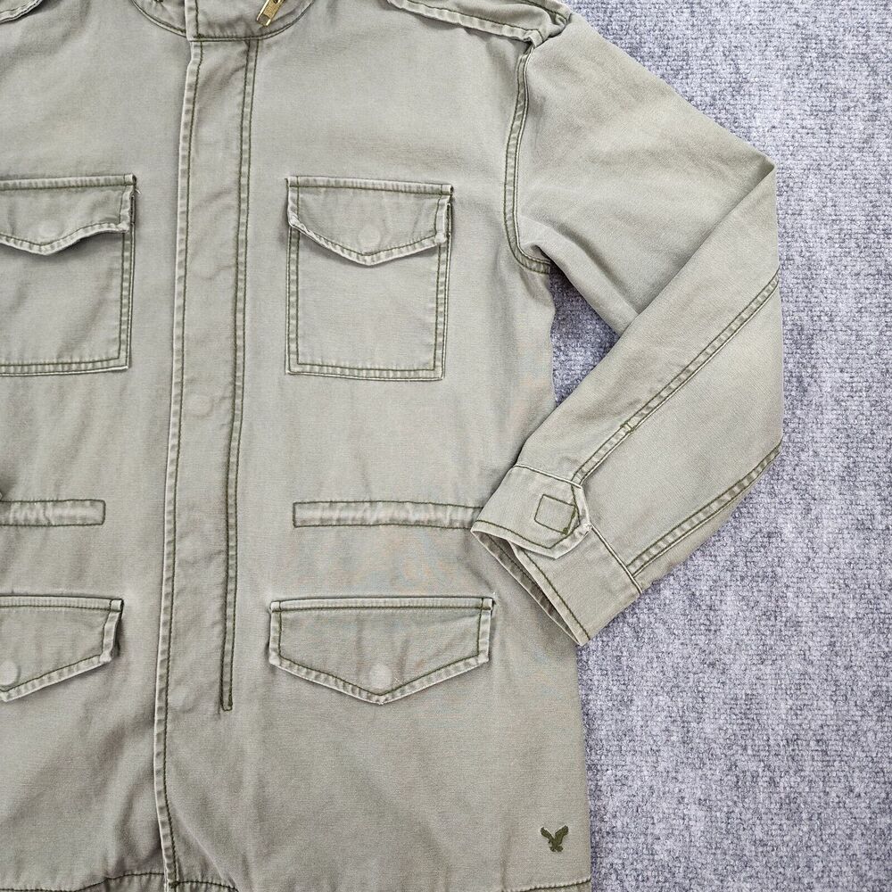 American Eagle Jacket Womens Medium Green Full Zip Button Up Military Chore Coat - Picture 11 of 16